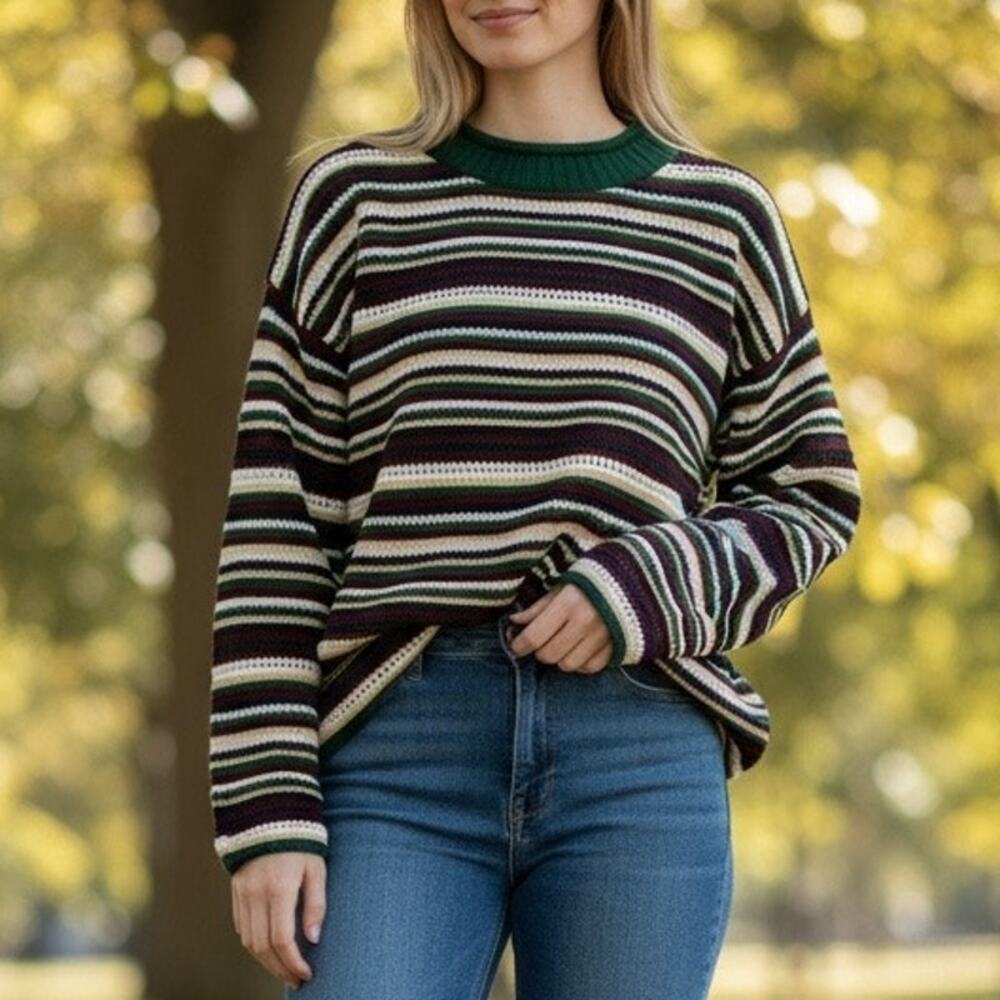 Vintage 90s American Weekend Striped Coogi Style Sweater Long Large USA